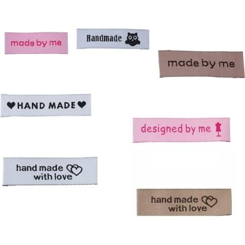 50 PCs Terylene Woven Printed Labels Rectangle Grayish Owl Rectangle Pattern " Handmade'' For DIY Scrapbooking Crafts Tools