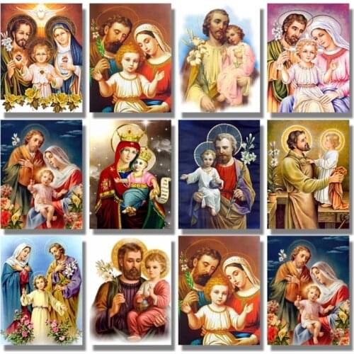 5d DIY Diamond Painting Religion Icons Full Round Drill Diamond Embroidery Picture Diamond Mosaic Cross Stitch Religion Family