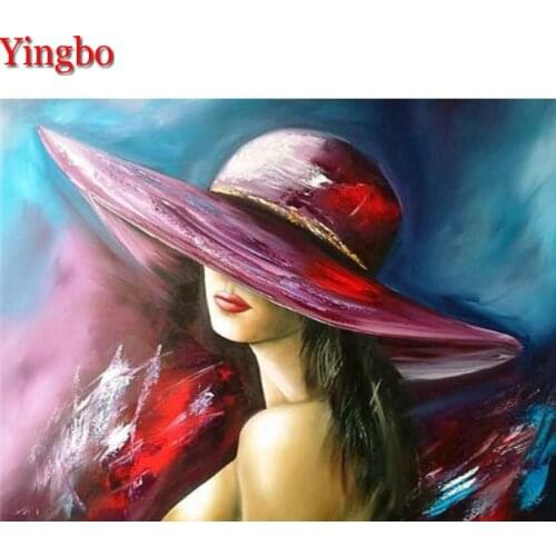 Diamond embroidery sale hat woman 5d diamond painting full diamond mosaic 3d picture of rhinestones cross stitch abstract decor
