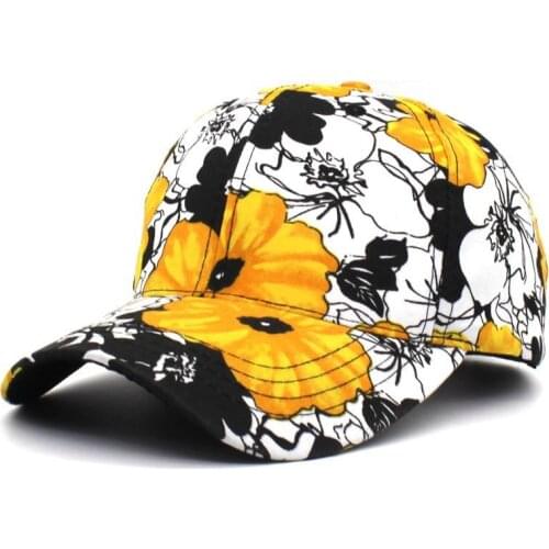 Cartoon Flower Print Casquette Baseball Cap Adjustable Snapback Hats for Girl and Women 221