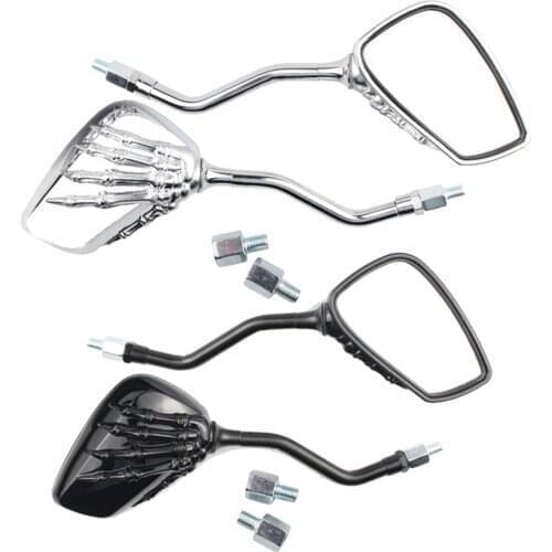 Claw Side Mirrors Black Silver Rear View Skeleton Hand Motorcycle Rearview Side 10mm 8mm Thread Universal for Motorbike