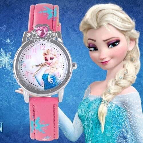 Hot Princess Elsa Child Watches Figure Toys Cartoon Anna Princess Kids Watch Girls Student Children Clock Childrens Day Gift