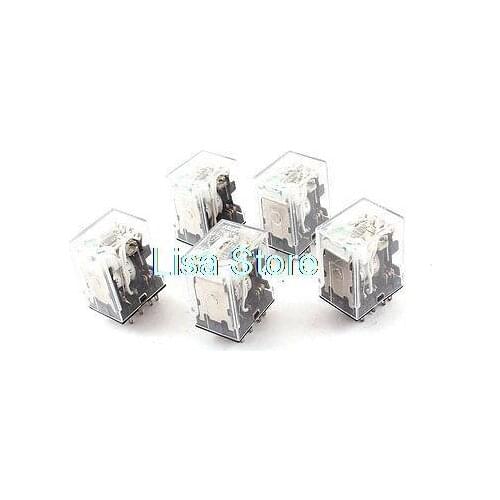 DC24V Coil 4PDT 14Pin Green LED Indicator Lamp General Purpose Power Relay 5Pcs