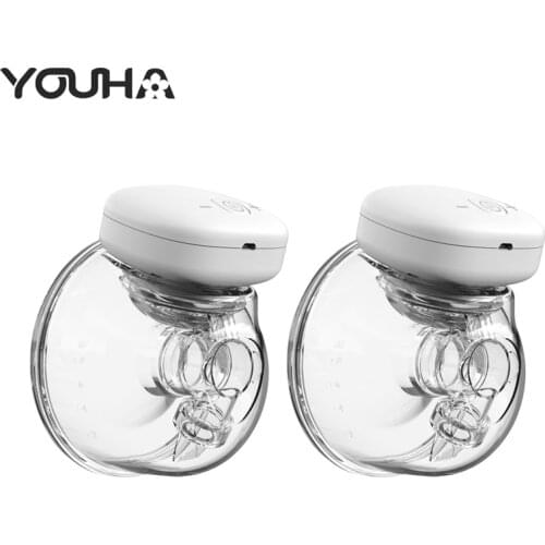 YOUHA Electric Breast Pump Wearable Hands Free Wearable Double Breast Cup BPA-free Rechargeable Comfort BreastfeedMilk Collector
