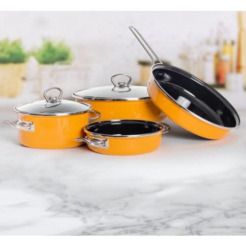 Each Home Got 6 Piece Enamel Cookware Set | Yellow (according to your country extra payment of customs yapılabilir)