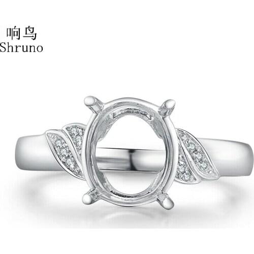 Oval 9x8mm Sterling Silver 925 100% Genuine Natural Diamond Semi Mount Handmade Ring Fine Jewelry Diamond Engagement Ring