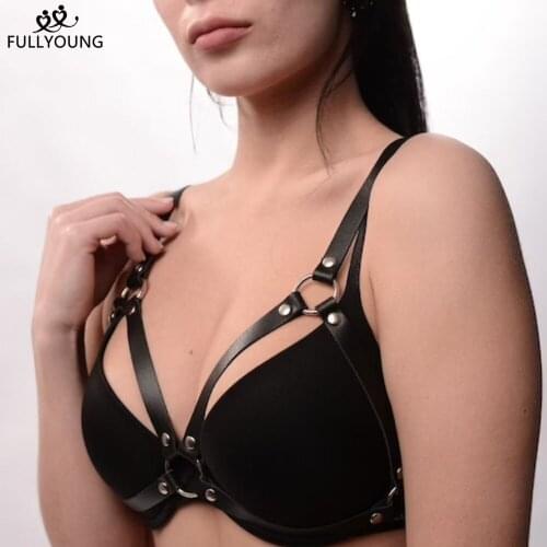 Fullyoung Leather Harness Woman Underwear Adjustable Gothic Bra Belt Body Bondage Cage Lingerie Clothing Suspenders Sexy Strap