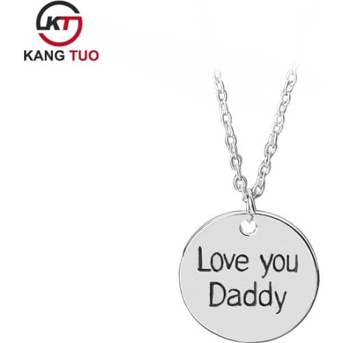 Love you Daddy Necklace Fashion Alloy Round Pendant Jewelry For Men Gifts 12pcs/lot