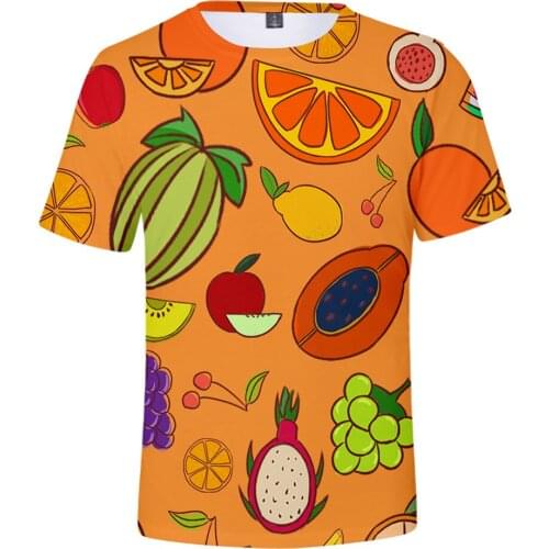 Harajuku Fashion 3D Fruit Printed Short Sleeve Tshirts Men Print Pineapple Orange Hip Hop Jogger Womens Crewneck 3D Kid Tshirts