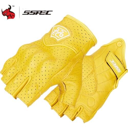 Retro Motorcycle Gloves Men Genuine Leather Touch Screen Motocross Gloves Full Finger Motorbike Vintage Biker Moto Gloves Yellow