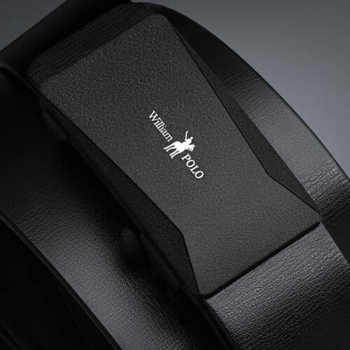 WilliamPolo leather mens belt fashion alloy high quality luxury leather casual business automatic buckle 18157-58p