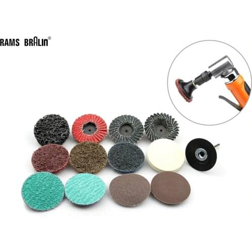 12 + 1 Holder 2" Assorted Roloc Sanding Pad Set for Metal Deburring Derusting Polishing
