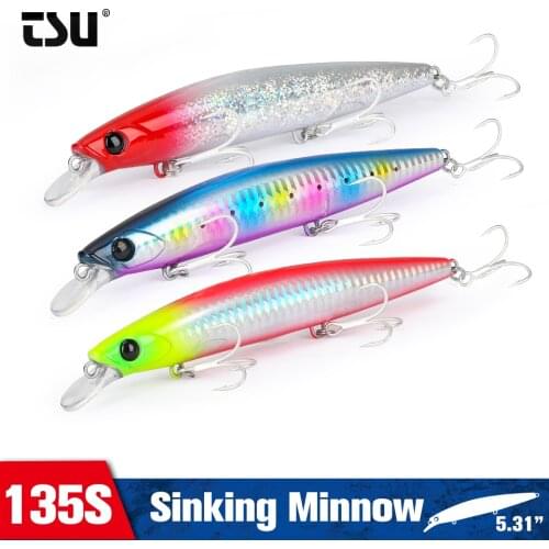 TSURINOYA 135S Sinking Minnow Set 3PCS Saltwater Ultra-long Casting Fishing Lure BAYONET 26.4g Tungaten Weight SeaBass Lure