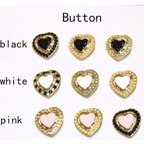 Nieuwe 10Pcs Metal Love button Knoppen Shiny Rhinestone Knop Voor Kleding Accessoires Weding Handgemaakte Bruiloft Decoratieve