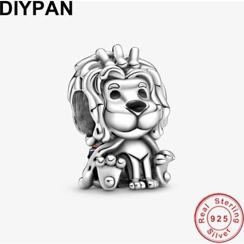 Fit Pandora Original Bracelet Charm 925 Sterling Silver Wavy Union Jack Lion Charm Pendant Bangle 925 Silver Jewelry Berloque