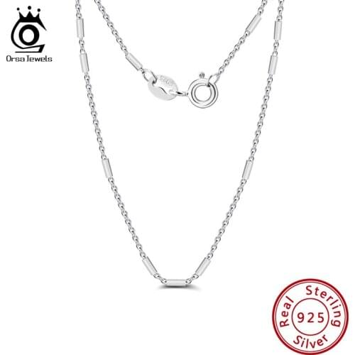 ORSA JEWELS Unique Design Bar Cable Chain Necklace 925 Silver Exquisite Necklace Woman Man Jewelry Gift Drop Shipping OSC28