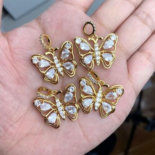 Butterfly Pendant Charms Designer Charms for Jewelry Making Supplies Cubic Zircon Cute Charm Diy Pendant for Earrings Necklace