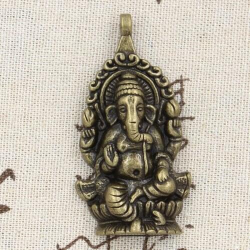2pcs Charms Buddha Ganesha Elephant 62x32mm Antique Making Pendant fit,Vintage Tibetan Bronze Silver color,DIY Findings Jewelry
