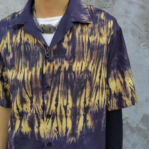 Casual Tie dye Printed Short Sleeve Shirt Men Street 2021 Hawaii Beach Oversize Women Fashion Harujuku Shirts for Men clothing
