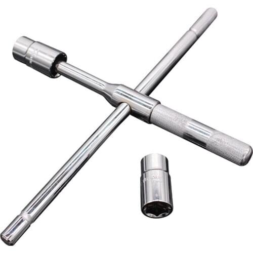 Stainless Steel Tire Cross Wrench Folding Sewing Sleeve Tire Wrench Maintenance Tools Emergency Vehicle Supplies