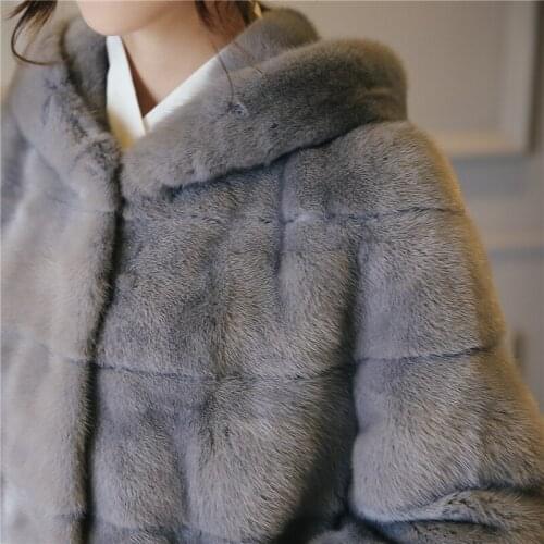 Luxury Real Mink Winter Jacket Women Hooded Long Coat Female Natural Fur Korean Jackets Chaqueta Mujer MY3606