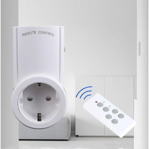 EU Plug Light Switch Socket Wireless Remote Control Home House Power Outlet Light Switch Socket 1 Remote Connector Energy Saving