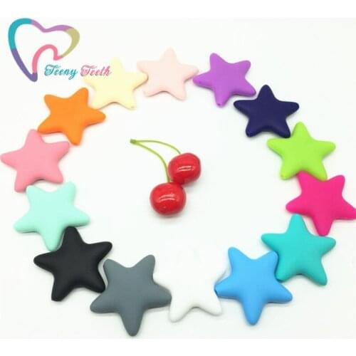 Teeny Teeth 5 PCS Silicone Teether Loose Beads Top Quality Star (45MM) Loose Beads For Food Grade Silicone Teething Necklace