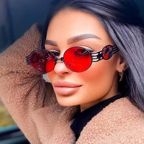2021 New Fashion Metal Punk Round Sunglasses Men Brand Vintage Steampunk Dragon Sun Glasses Women Hip Hop Shades Oculos Feminino