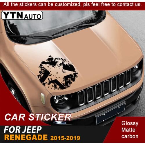 Stars Car Sticker Hood Stripe Racing Graphic Vinyl Cool Car Decal Customized Fit For Jeep Renegade 2015 2016 2017 2018 2019