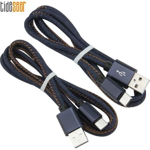 Denim Micro USB Type C Charger Cable for iPhone 12 X XS Huawei Samsung Xiaomi Mobile Phone Charging Cables 1M Charge Wire Cord