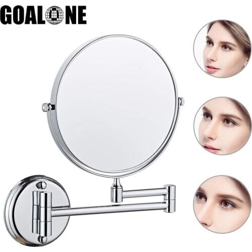 8 Inch Wall Mount Makeup Mirror 3X/5X/7X/10X Magnification Vanity Swivel Extendable Two-Sided Mirrors for Bedroom Bathroom Hotel