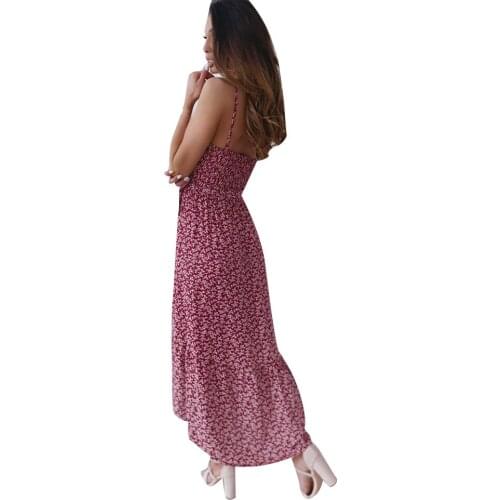 Summer Dress Women Irregular Belt Ruffles Long Dresses Femme Robes Sling Sleeveless Backless Print Slim Dress For Women Vestidos