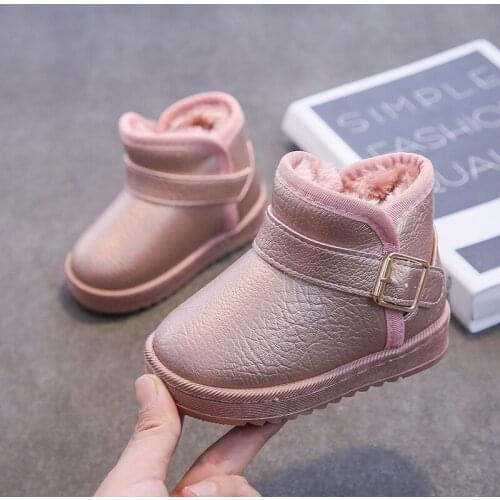 2021 Winter Kids Boots Cotton Plush Warm Big Girl Shoes Fashion Girls Snow Boots Thicken Princess Shoes Children Short Boots