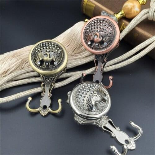 1 Pair European Phoenix Diamante Curtain Hooks Pothook Wall Tieback Tassel Towel Hanger Coat Hat Hook Curtain Accessories Deor
