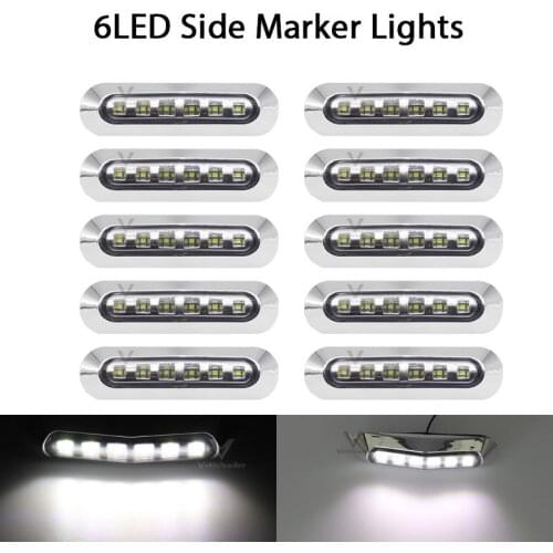 10x White 6LED Truck Sidelight Lamp Marker Edge Trailer LED Rear 12-24V Lorry Van Wagon Autotruck Perimeter Parking Light