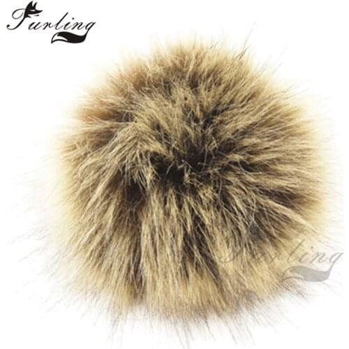 Furling DIY 12pcs Faux Fur Pom Poms Keychain 10cm/3.9inch Fluffy Pom Pom Ball with Elastic Loop for Hats Key Chain Accessories