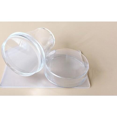 2 pcs Nail transfer printing steel stamp template 4cm-end transparent soft silicone Nail Art Jelly Stamper with Scrapers Set