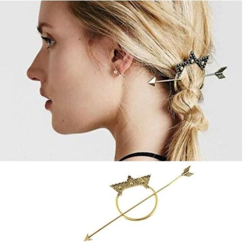 2020 Alloy Design Round Top Hairpin Bun Cage Minimalist Crown Arrow Bun Holder Cage Hair Stick Girl Hair Accessories Jewelry