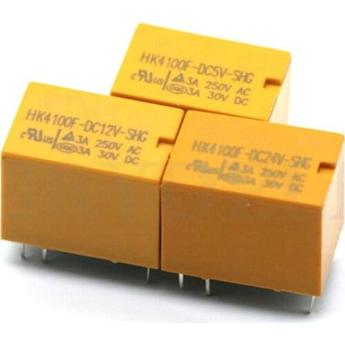5pcs/lot Mini Power Relay HK4100F-DC3V-SHG HK4100F-DC5V-SHG HK4100F-DC9V-SHG HK4100F-DC12V-SHG 3V 5V 9V 12V 3A 6pins Relays