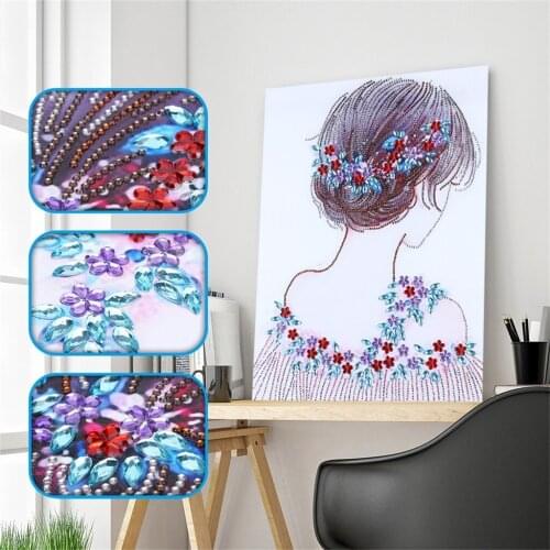 5D Special Shaped Diamond Painting Beautful Girl Pattern DIY Partial Drill Cross Stitch Fairy Embroidery Kits Home Decoration