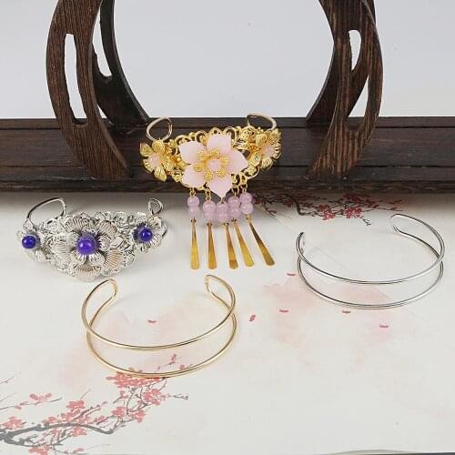 65mm Antique Gold/Rhodium Hair Jewelry Making Iron Double-stranded Wind Hair Stepping Material For DIY Jewelry Accessories