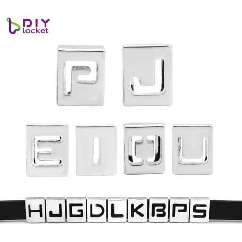 8MM Hollow slide letters Charms"A-Z" (10 pieces/lot) diy alphabet Fit Wristband & Bracelet LSSL010