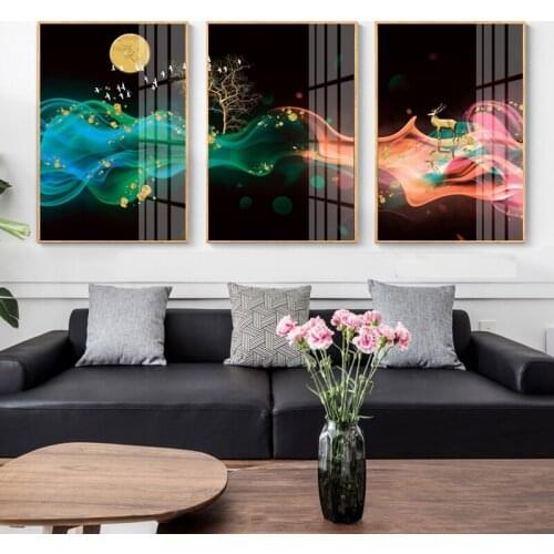 Multicolored Color Abstract Deer Canvas Poster Print Abstract Animal Picture Wall Art Living Room Wall Painting Home Decoration