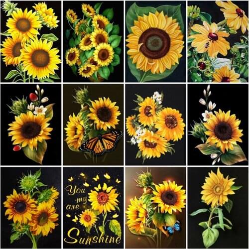 Huacan Full Diamond Embroidery Sunflower 5D DIY Diamond Mosaic Painting Kits Flower Creative Hobbies Pictures For The Home