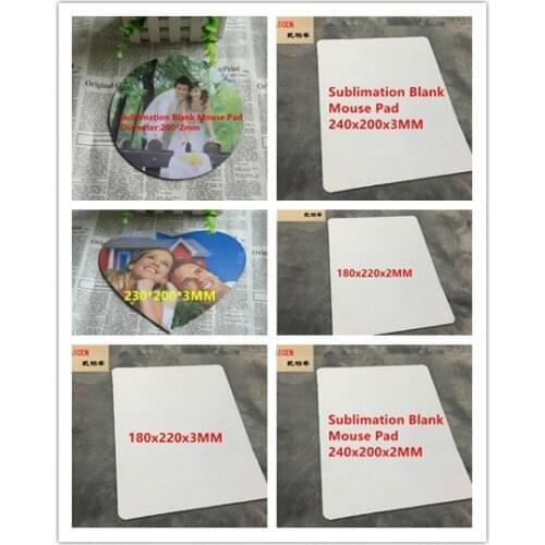 DHL 100pcs/lot Blank Sublimation mouse pads Round heart Square large Mat Pad Thermal Transfer Heat Press Printing Crafts