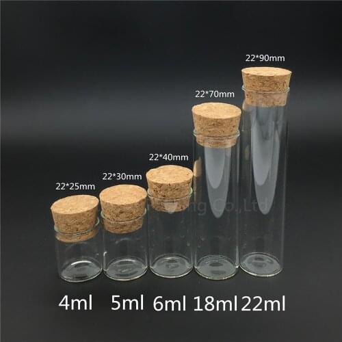 Travel bottle 5ml 22*30mm Wishing Glass Bottle with Cork ,High-quality 5cc Glass Vials Display Bottle Wholesale
