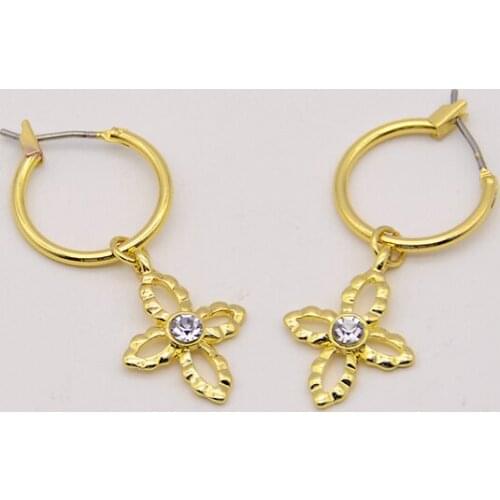 Fever&Free 2020 New Small Gold Hoop Earrings For Women Flower Simple Shiny Pendant Earrings Fashion Jewelry For Lover Gift