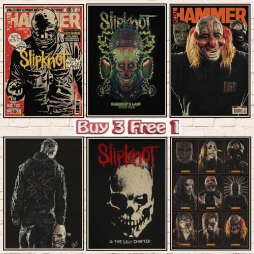 Heavy Metal Band Vintage Poster Kraft Paper Rock Band Posters Bar Poster Wall Stickers Retro Home Decorative Painting A3