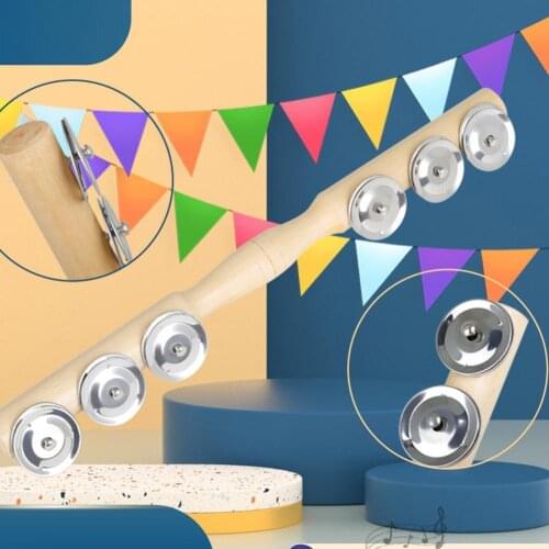 Hand Bell Six-bell Educational Wood Single-row Rattle Shaker Bell for Instrument