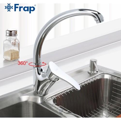 Frap Modern Style Kitchen Faucet Chrome Finish Single Handle Mixer Cold and Hot Kitchen Tap 360 Rotation F4101-2